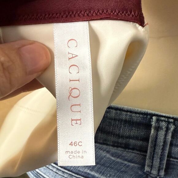 Cacique Balconette Lightly Lined Bra Size 46C in Cream and Burgundy - Picture 8 of 9